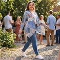 thumbnail image 3 of Agnes Orinda Women's Plus Size Cardigans Leopard Floral Printed Open Front Lightweight Jacket Fall Knit Cardigan 3X Blue, 3 of 8
