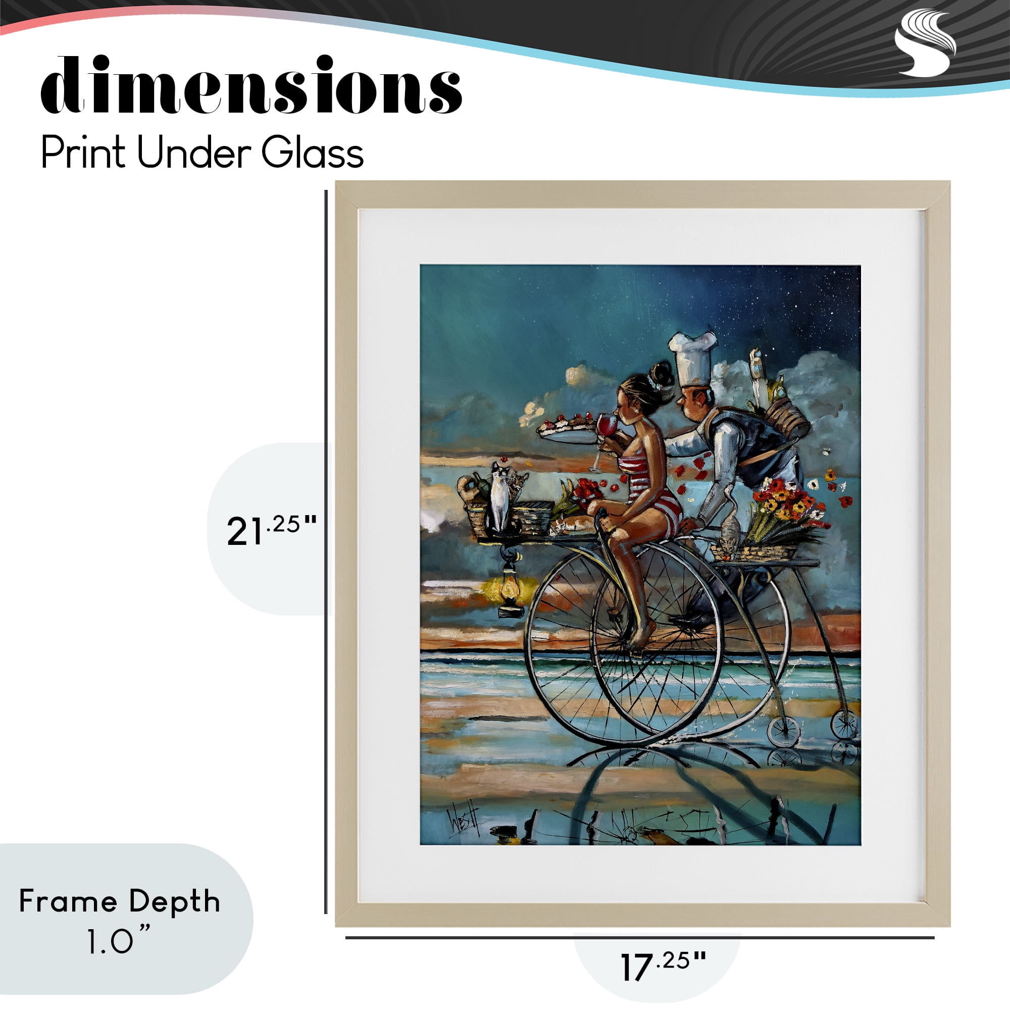 Stupell Industries Zaan's Dream Seaside Bicycle Ride Birch Framed Print Under Glass, design by Ronald West