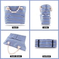 thumbnail image 6 of Yorcoten Extra Large Women Beach Tote Bag with Multiple Pockets ,Newest Waterproof Sandproof Handmade Tote Bags for Travel Vacation Gifts Summer Pool Essentials Shoulder Crossbody Handbag Blue Stripe, 6 of 6