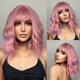 thumbnail image 3 of Pelucas sintéticas CharmSource BOBO de color rosa, peluca de cabello corto con ondas naturales para mujer, para fiestas, uso diario, de alta densidad, resistente al calor, 3 of 5
