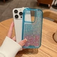 thumbnail image 6 of Case for iPhone 16, Glitter Cute Sparkle Case Hybrid Dual-Colors Gradient Women Girls Protective Phone Case Cover for iPhone 16, Bling Slim Shockproof Protection Cover, Blue/Lightpurple, 6 of 13