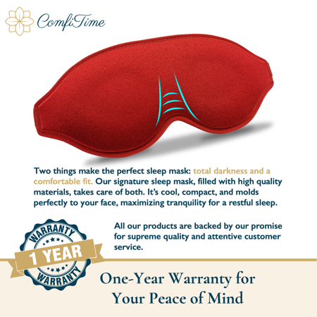 ComfiTime 3D Sleep Mask - 100% Blackout Eye Mask for Sleeping, Eye Covers for Men and Women, Contour Blindfold with Nose Baffle, Soft & Lightweight, Latex-Free