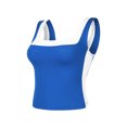 thumbnail image 2 of ATHLECHIC Top de tanque corto ajustado para mujer, con escote cuadrado y bloque de color, camisón deportivo para el verano, color azul real, 2 of 5