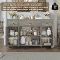 thumbnail image 2 of Homfa 55"W Kitchen Sideboard Credenza, 4-Doors 3-Drawer Wood Buffet Storage Cabinet with Adjustable Shelves, Wash Gray, 2 of 7