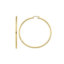 Primal Gold 14K Yellow Gold 2x65mm Lightweight Tube Hoop Earrings