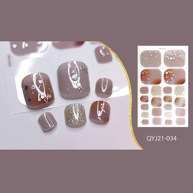 Fiudx Pegatinas para Uñas de Los Pies, Diseño de Diamante de Imitación Bronceado Brillante, Fácil Aplicación Autoadhesiva, Patrones Coloridos de Moda, Accesorio de Decoración de Uñas Diy, Divertido p