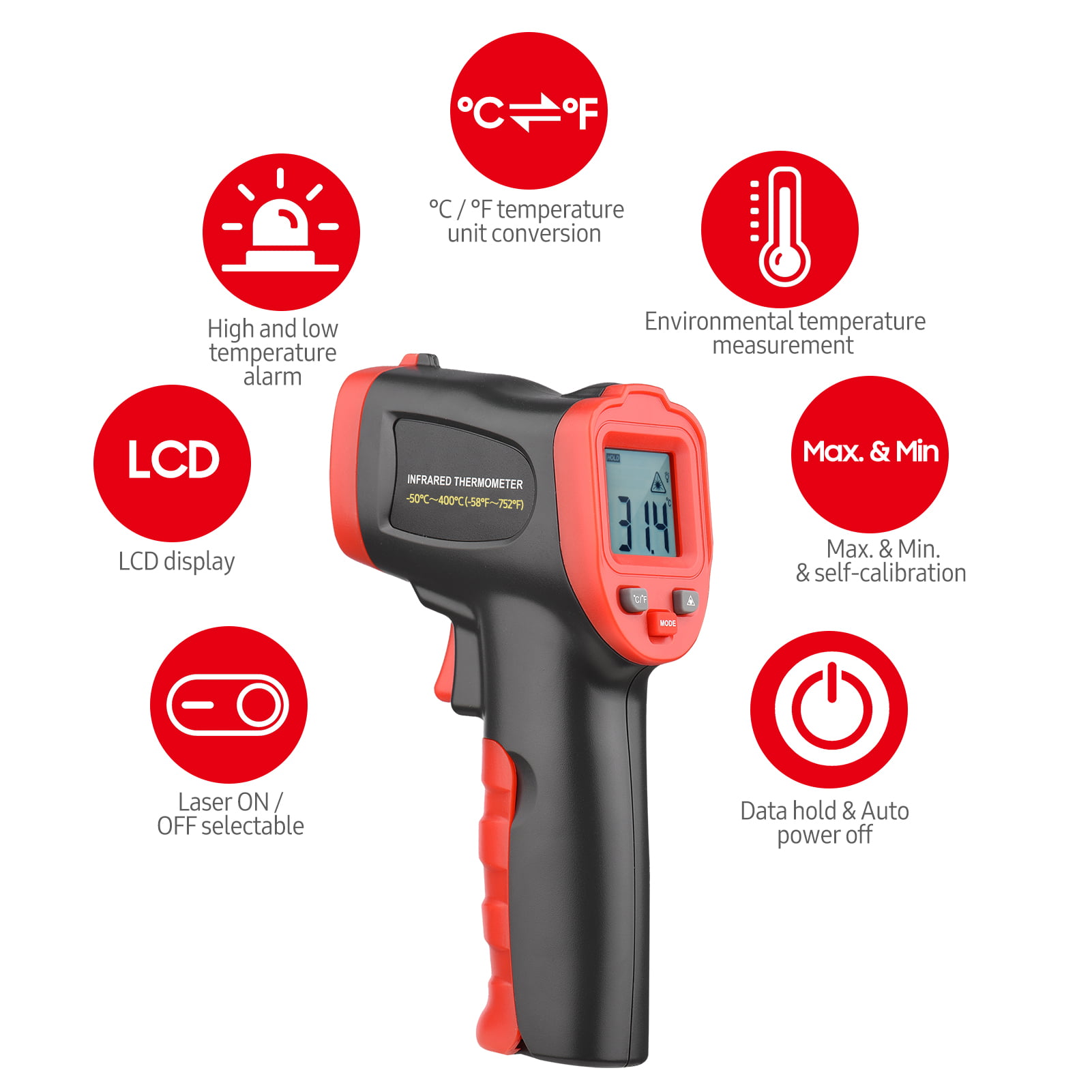 Infrared Handheld Thermometer, Digital, 50/Carton - Office Express