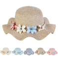 thumbnail image 2 of Children Summer Hat Straw Fake Flower Beach Hat Sun Protection Hat Beach Cap, 2 of 10