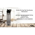 thumbnail image 4 of Plastic Water Bottle 24 oz with Inside Straw - BPA Free, Screw-On Cap, Flip Top Nozzle Mechanism - Slim Translucent Body - Eastman Tritan Copolyester - Charcoal - 10 Pack, 4 of 5