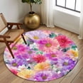 thumbnail image 2 of Round Area Rug 5 Ft, Purple Pink Floral Washable Non-Slip Circle Carpet for Living Room/Bedroom, Spring Pastoral Daisy Low-Profile Runner Mats Collection Rugs for Indoor, 2 of 8