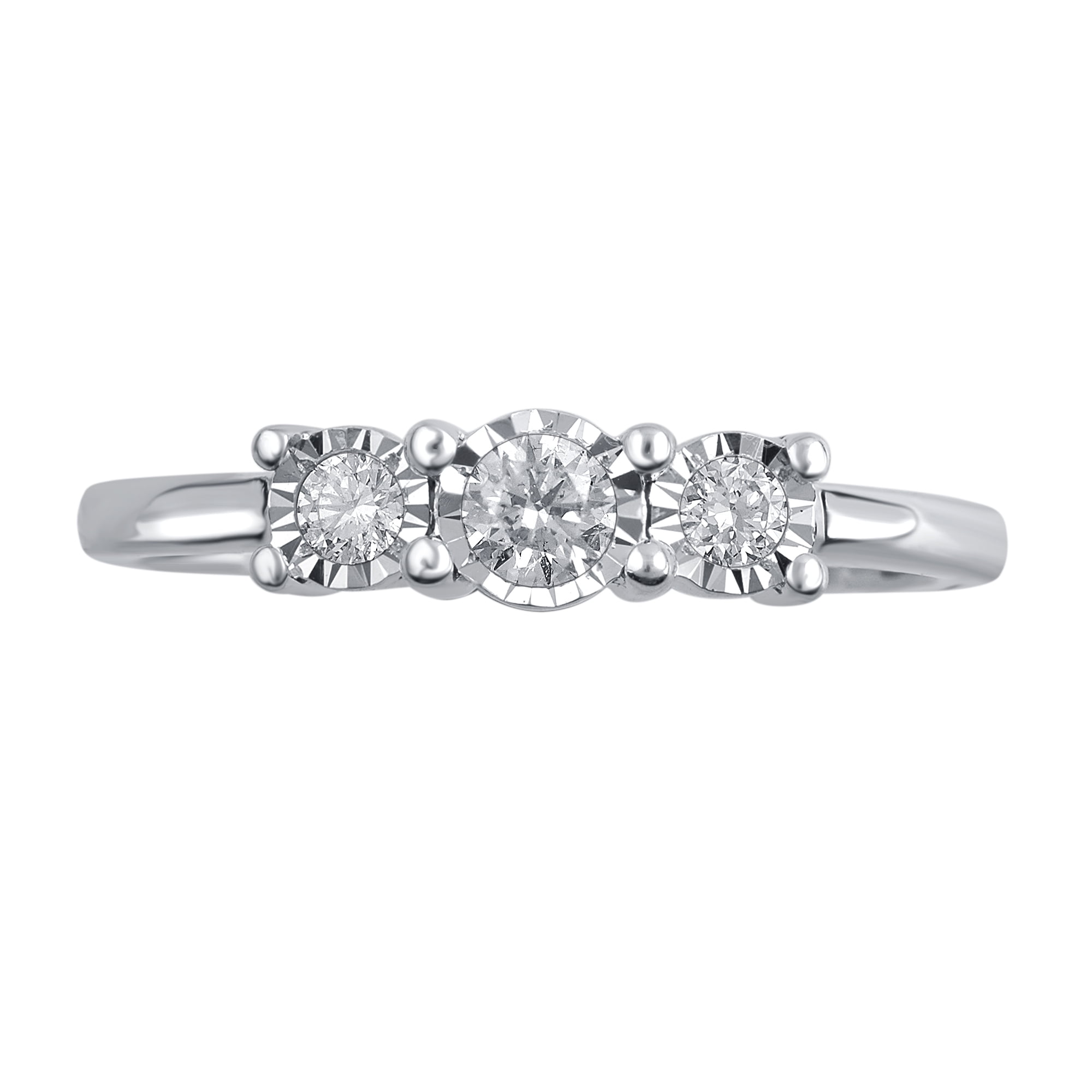 1/4 Carat T.W Diamond 3 Stone Sterling Silver Engagement Ring