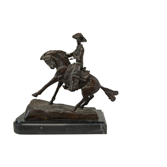 Cowboy, a Frederic Remington Replica Bronze Statue - Size: 14"L x 8"W x 13"H.