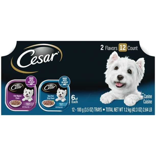 (12 Pack) CESAR Wet Dog Food Filets in Gravy Filet Mignon & New York