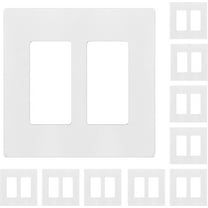 ENERLITES Screwless Decorator Wall Plates, Child Safe Outlet Covers, Size 2-Gang, Unbreakable Polycarbonate Thermoplastic, White (10 Pack)