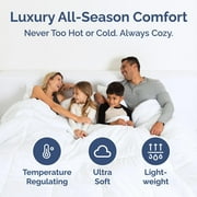 لحاف بديل فاخر من CGK Linens - لحاف مزدوج الحجم مناسب لجميع المواسم، ناعم ومريح، أبيض