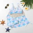 thumbnail image 3 of GYRATEDREAM 8-12T Girls' 3 Piece Set Floral Print Bikini Swimsuit Cute Ruched Bathing Suit with Beach Skirt, Size 8-9 Years, 3 of 8