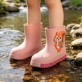 thumbnail image 2 of Angala Rain Boots Kids Lightweight Mid Calf Cartoon Appliques Waterproof Wet Weather Outdoor Dailywear Rain Boots Kids Size 2-2.5 Years Red, 2 of 6