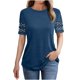 thumbnail image 1 of Tops de Cuello Alto para las Mujeres Amante Impreso Camiseta Cuello Redondo Manga Corta, Poliéster Spandex, 1 of 4