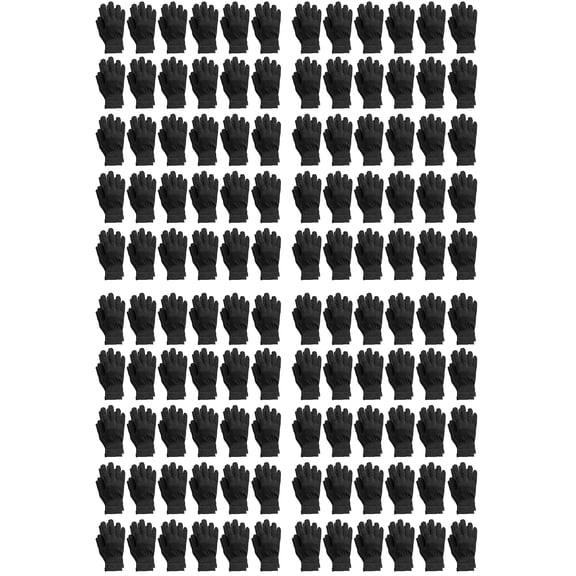 120 Pack Of SOCKS'NBULK Wholesale Beanies Or Gloves, Bulk Thermal Winter Hat Or Glove (Black Golves)