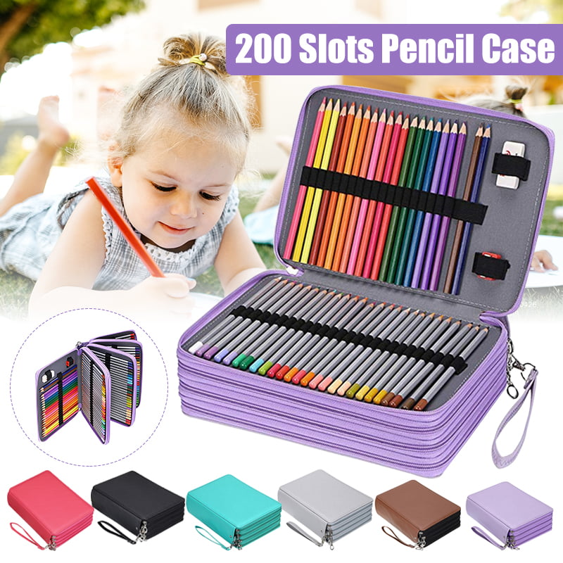 Large Pencil Case PU Leather Pencil Holder with 216 Slots（Black）/…