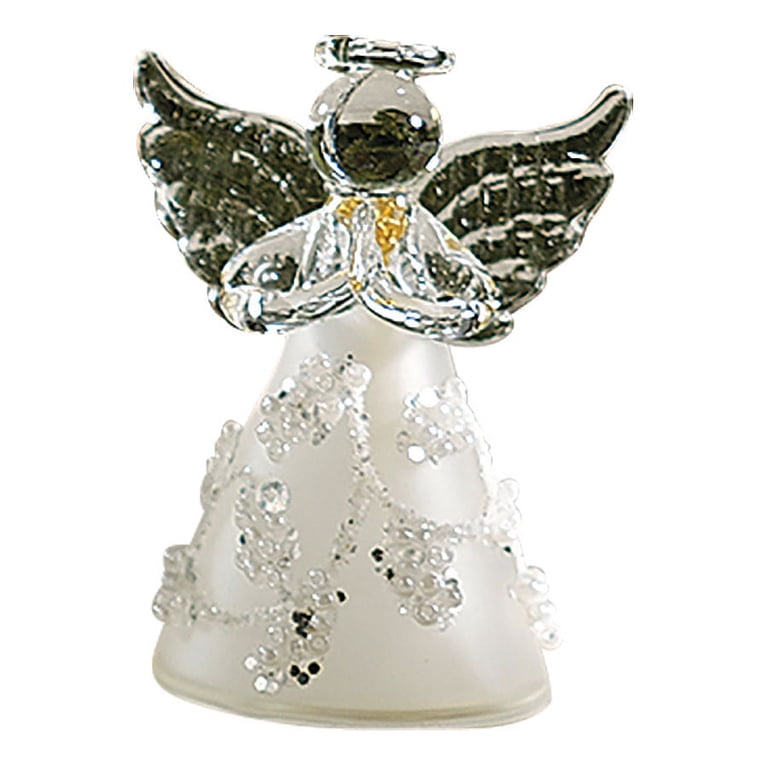 Sparkle Glass Angel Ornaments with Small Wings - Set of 6