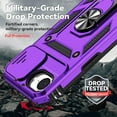 thumbnail image 2 of KOMI Case Compatible with iPhone 16E 2025 with Sliding Lens Cover, Military Armor Shockproof Protective Case with 360° Rotating Stand for Men Women Purple, 2 of 8