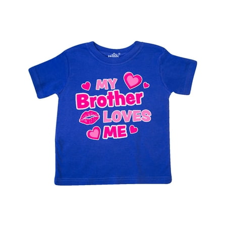 

Inktastic My Brother Loves Me with Hearts and Kiss Gift Toddler Boy or Toddler Girl T-Shirt