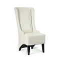 thumbnail image 2 of Miniyam 22" Wide Wing Back Accent Side Chair, PU Wingback Contemporary Leisure Chairs, Armchair for Living Room or Bedroom with Wooden Legs, White, 2 of 11