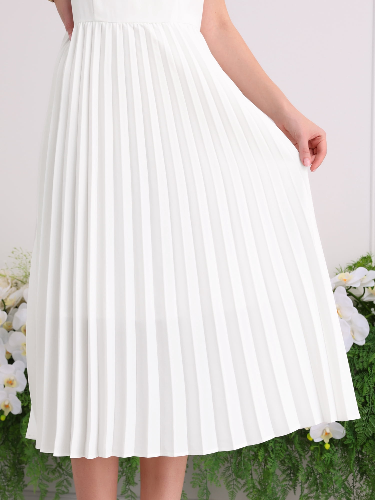 DARING DIVA Elegant Sleeveless A-Line Summer Chiffon Midi Dress M White