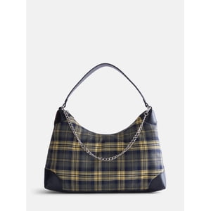 No Boundaries Slouchy Hobo Bag, Yellow Plaid