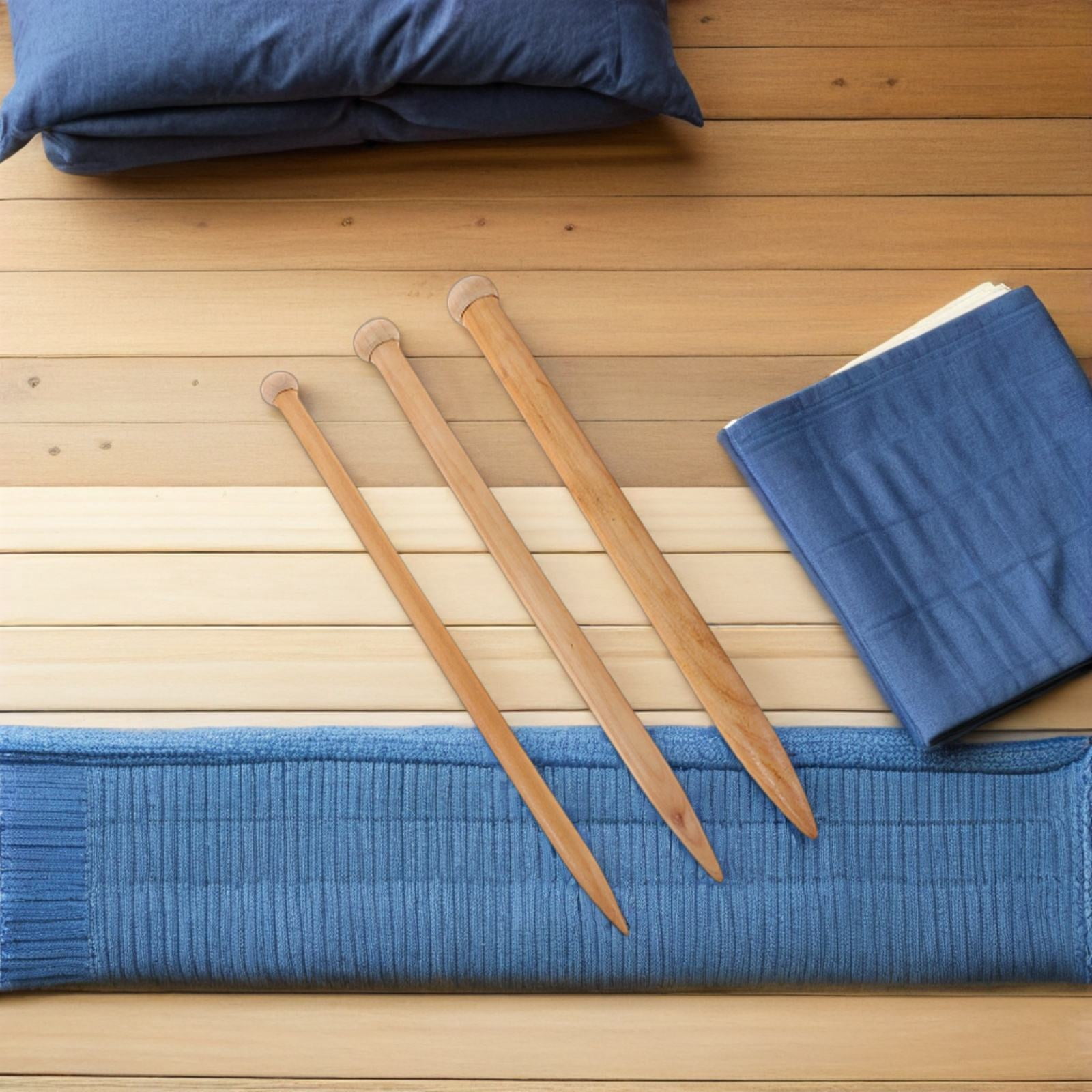 Amosfun 6-Piece Ergonomic Wooden Knitting Needles Set for Handmade Blankets and Crafts