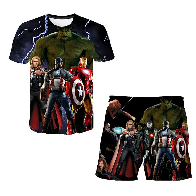 Marvel Hulk Captain America Spiderman T Shirt Shorts Costumes Bebe Garcon Vetements D ete Enfants Vetements Ensembles Garcons T shirts Filles Walmart
