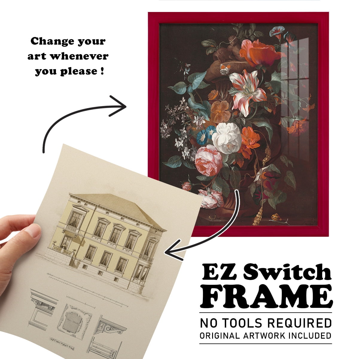 Estate and Plan VI -Framed Print w/glass-Cherry Red