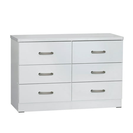 Go Green Woods Megan Wooden 6 Drawer Double Dresser (White)