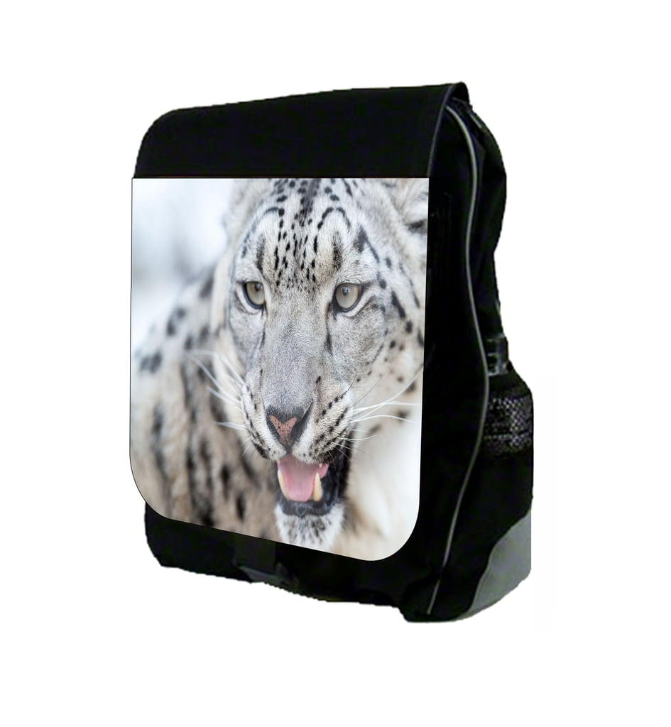 Snow Leopard UpClose Large Black School Backpack