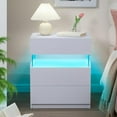 thumbnail image 3 of Night Stand Set 2 Bedside Table with Gun Drawer LED Night Stand for Bedroom Modern LED Nightstand with 3 Drawers End Side Table, 3 of 16