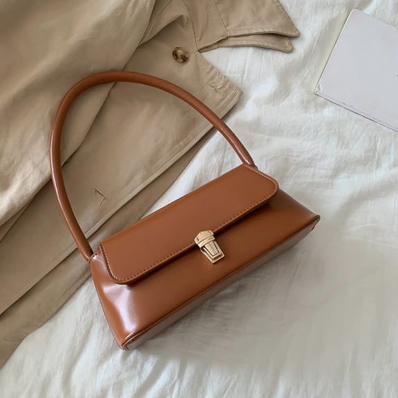Women Shoulder Bag, Vintage Underarm Purse, Faux Leather Handbag, Curved Armpit Design, Medium Everyday Bag for Commuting and Dating
