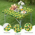 thumbnail image 4 of Yellow Lemon Fruit Dots Green Pattern Square Fitted Tablecloth with Elastic Edge,Square Table Cover,Washable Elastic Table Cover for Home Kitchen Party Decor 36"x36", 4 of 6