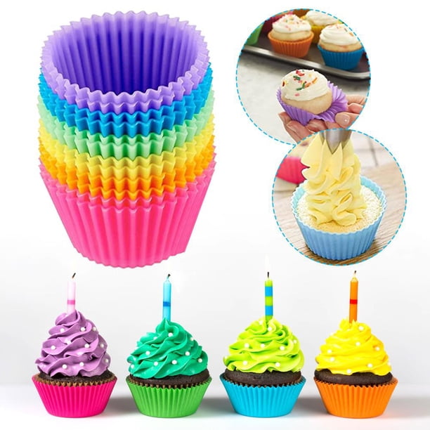 12x Muffin Cupcake Liner Moldes de cocina para hornear de silicona Herramienta de decoración de pasteles Ndcxsfigh Libre de BPA