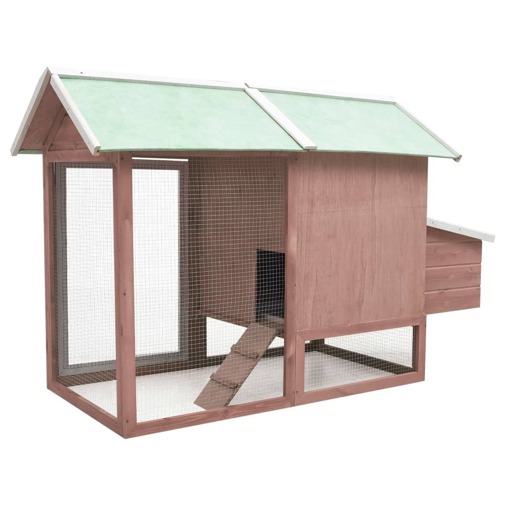 vidaXL Rabbit Hutch Bunny Cage with Pull Out Tray Rabbit Enclosure Solid Wood