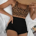 thumbnail image 2 of WREESH Womens Two Piece Swimsuit Cami Top Shorts Fashion Leopard Printed Casual Backless Split High Waist Beach Bikinis Swimsuit Sets Bathing Suit Yellow, 2 of 7