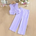 thumbnail image 2 of AUNVITO Girls Vest Blazer Set V-Neck Two-Piece Solid Color Elastic Waistband Pockets Summer New Arrival Casual Suit, 2 of 7