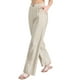 thumbnail image 4 of Pantalones anchos casuales INSPIRE CHIC para mujer, con cintura alta elástica, un botón, livianos, con bolsillos, color beige, 4 of 5