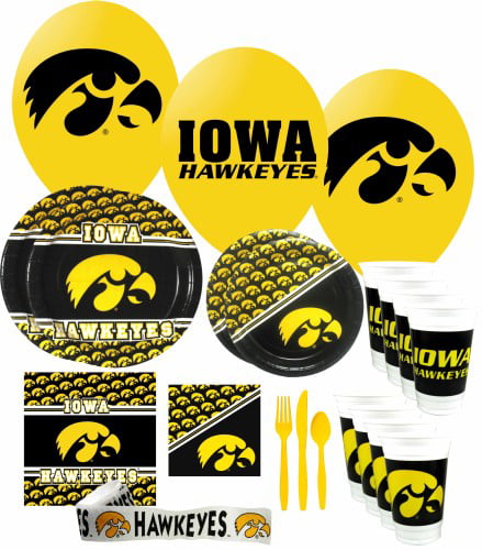 NCAA Iowa Hawkeyes Disposable Party Pack Plates, Cups, Forks, Napkins 
