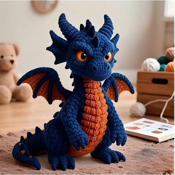 Healthloop Crochet Dragon Kit for Beginners, 5-Color Amigurumi Plush Craft