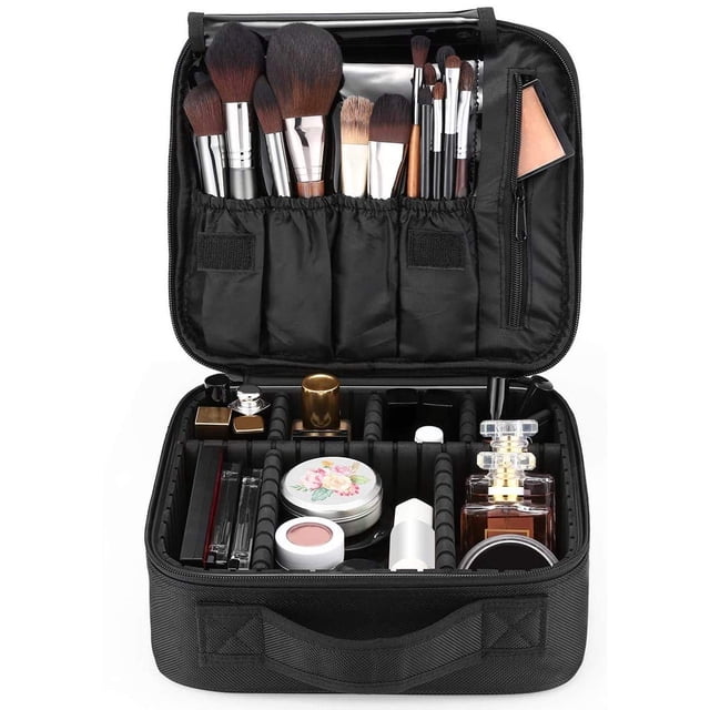 YL TRD Estuche de maquillaje de viaje, organizador profesional de bolsas de maquillaje cosmético Bolsa de almacenamiento de cosméticos portátil con divisores ajustable