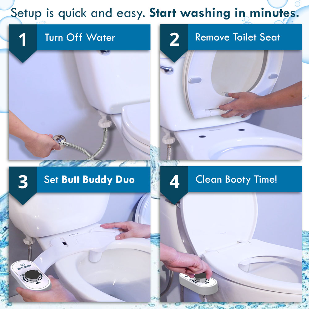 BUTT BUDDY Duo - Rear & Front Water Sprayer Bidet Toilet Attachment