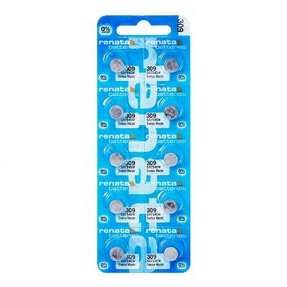 Renata 309 Single Watch Battery Swiss Made Silver Oxide 1.5 V (10 Batteries, 309 or SR754SW)