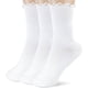 thumbnail image 1 of Zhuge pares de calcetines de algodón para mujer, calcetines con puños con volantes, calcetines casuales con volantes (blancos), 1 of 5