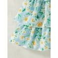 thumbnail image 6 of 6Y Little Girls Dress 7 Years Girls Sleeveless Dress Flower Print Off-the-shoulder Little Girls Summer Layered Dress Green, 6 of 8